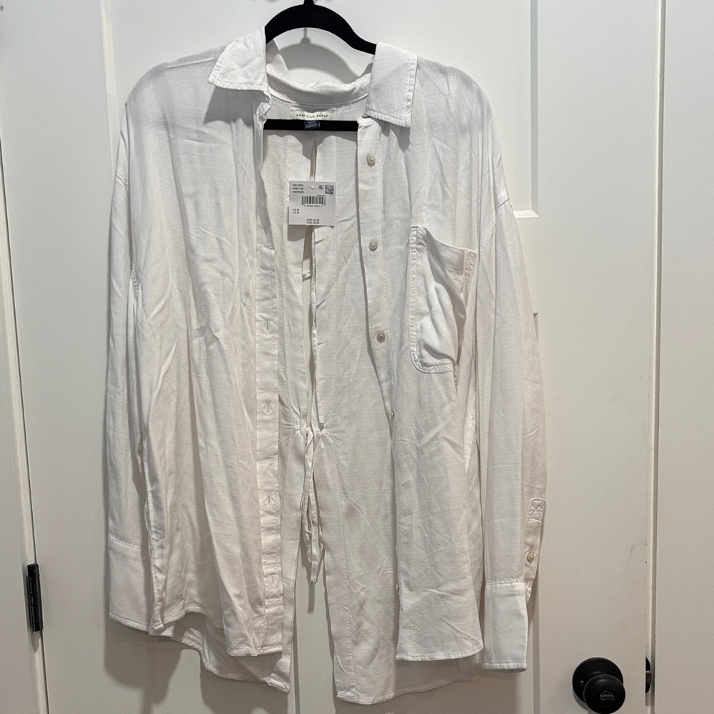 American Eagle Outfitters Textured Cream Shirt